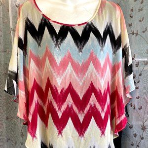 3X In Studio Double Layer Whispy Top Blouse Shirt